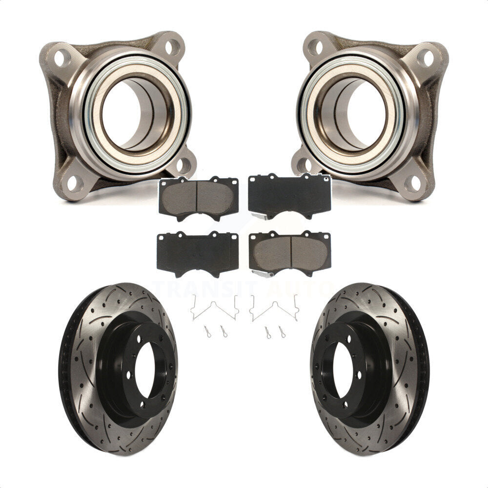 Wheel Bearing Coat Drill Slot Brake Rotor Pad Front Kit For Toyota 4Runner Lexus