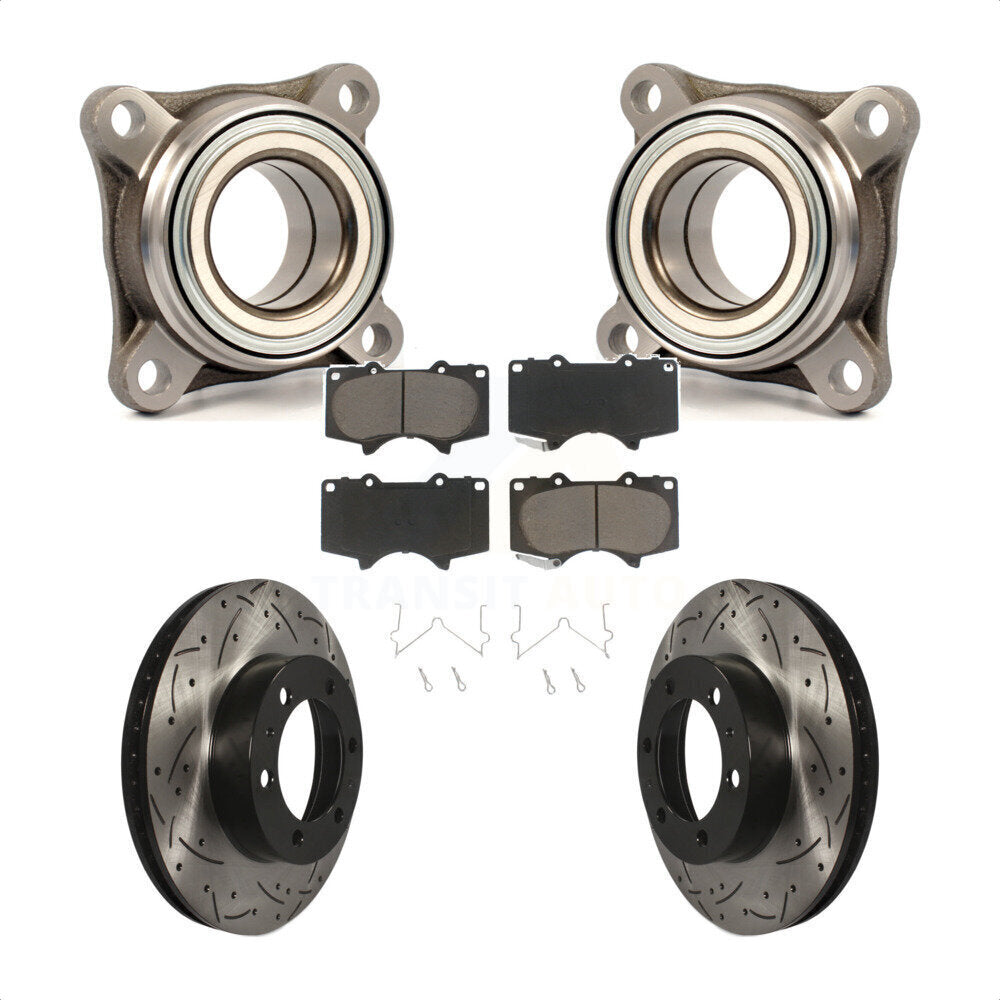 Wheel Bearing Drill Slot Brake Rotor Pads Front Kit For Toyota Tacoma 4Runner FJ