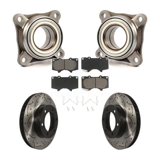 Wheel Bearing Drill Slot Brake Rotor Pads Front Kit For Toyota Tacoma 4Runner FJ