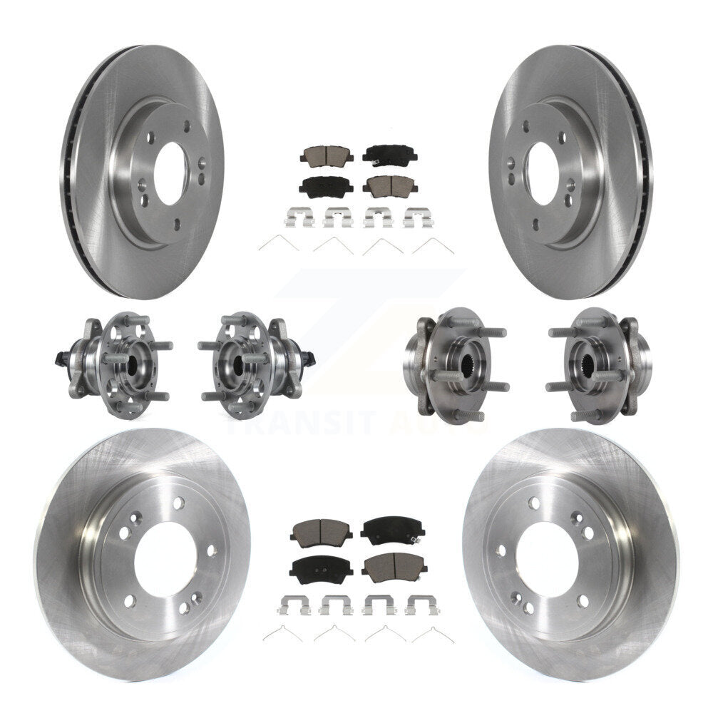 Hub Bearing Brake Rotor And Pad Front Rear Kit (10Pc) For Hyundai Ioniq Kia Niro