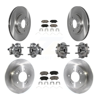 Hub Bearing Brake Rotor And Pad Front Rear Kit (10Pc) For Hyundai Ioniq Kia Niro