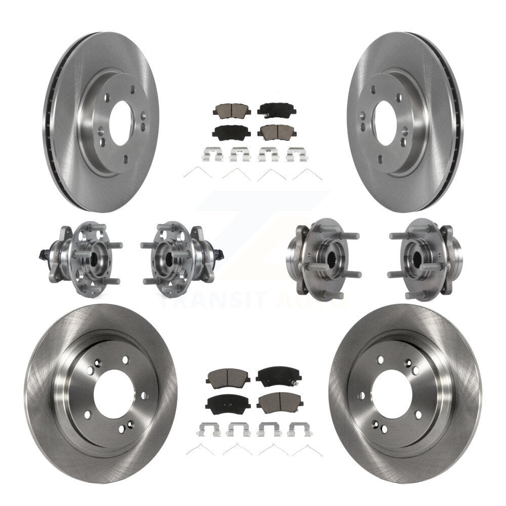 Hub Bearing Brake Rotor And Pad Front Rear Kit (10Pc) For Hyundai Ioniq Kia Niro