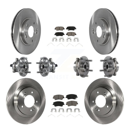 Hub Bearing Brake Rotor And Pad Front Rear Kit (10Pc) For Hyundai Ioniq Kia Niro