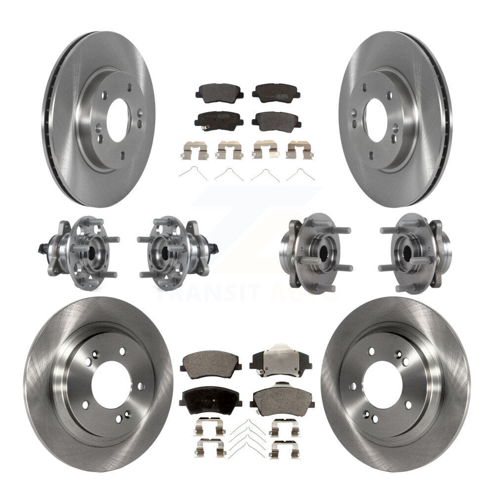 Hub Bearing Brake Rotor And Pad Front Rear Kit (10Pc) For Hyundai Ioniq Kia Niro