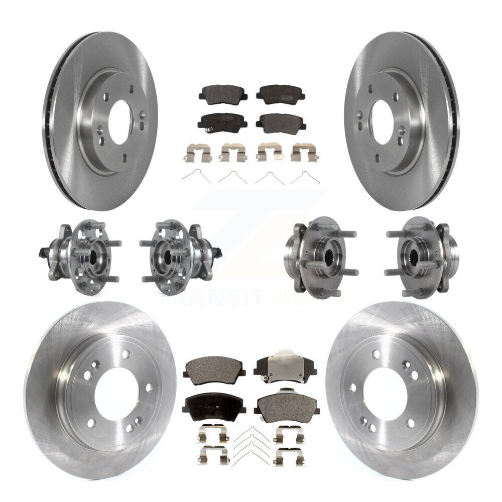 Hub Bearing Brake Rotor And Pad Front Rear Kit (10Pc) For Hyundai Ioniq Kia Niro