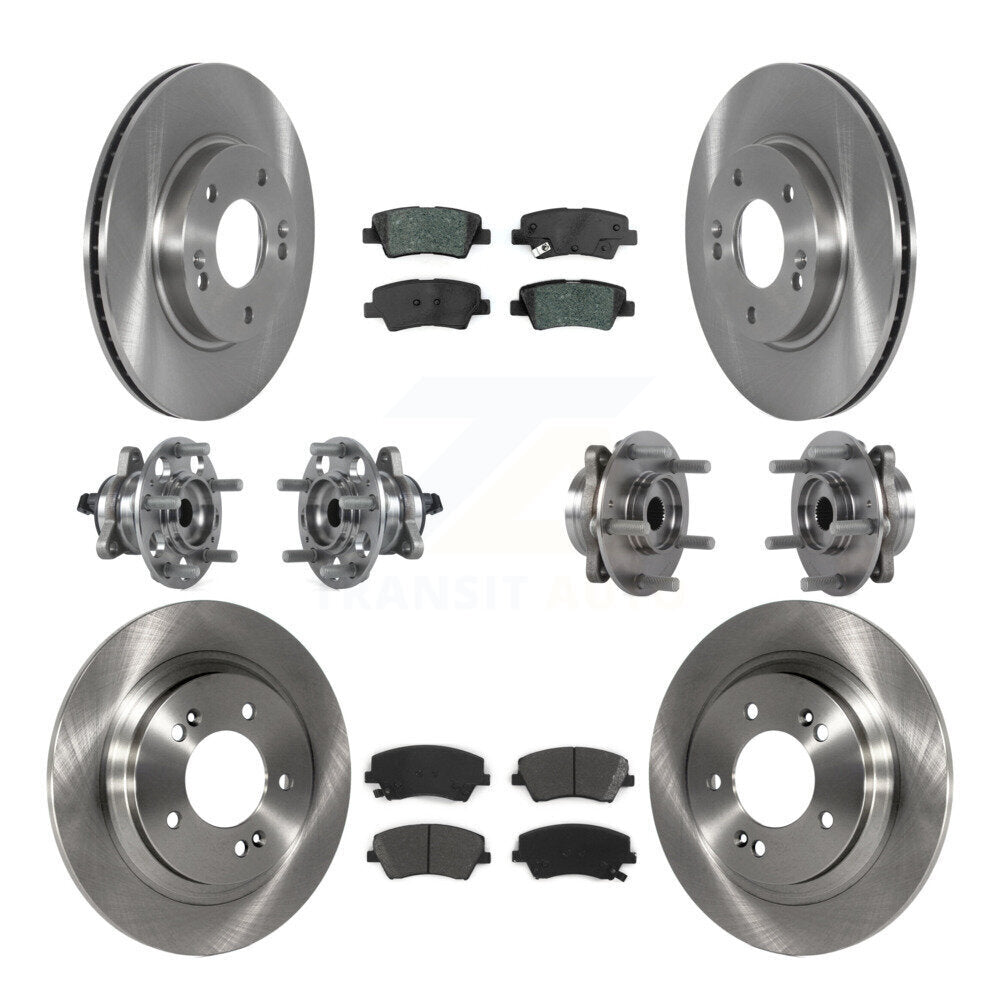 Hub Bearing Brake Rotor And Pad Front Rear Kit (10Pc) For Hyundai Ioniq Kia Niro