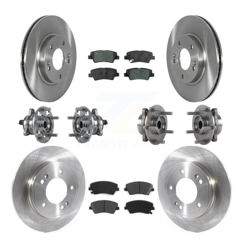 Hub Bearing Brake Rotor And Pad Front Rear Kit (10Pc) For Hyundai Ioniq Kia Niro