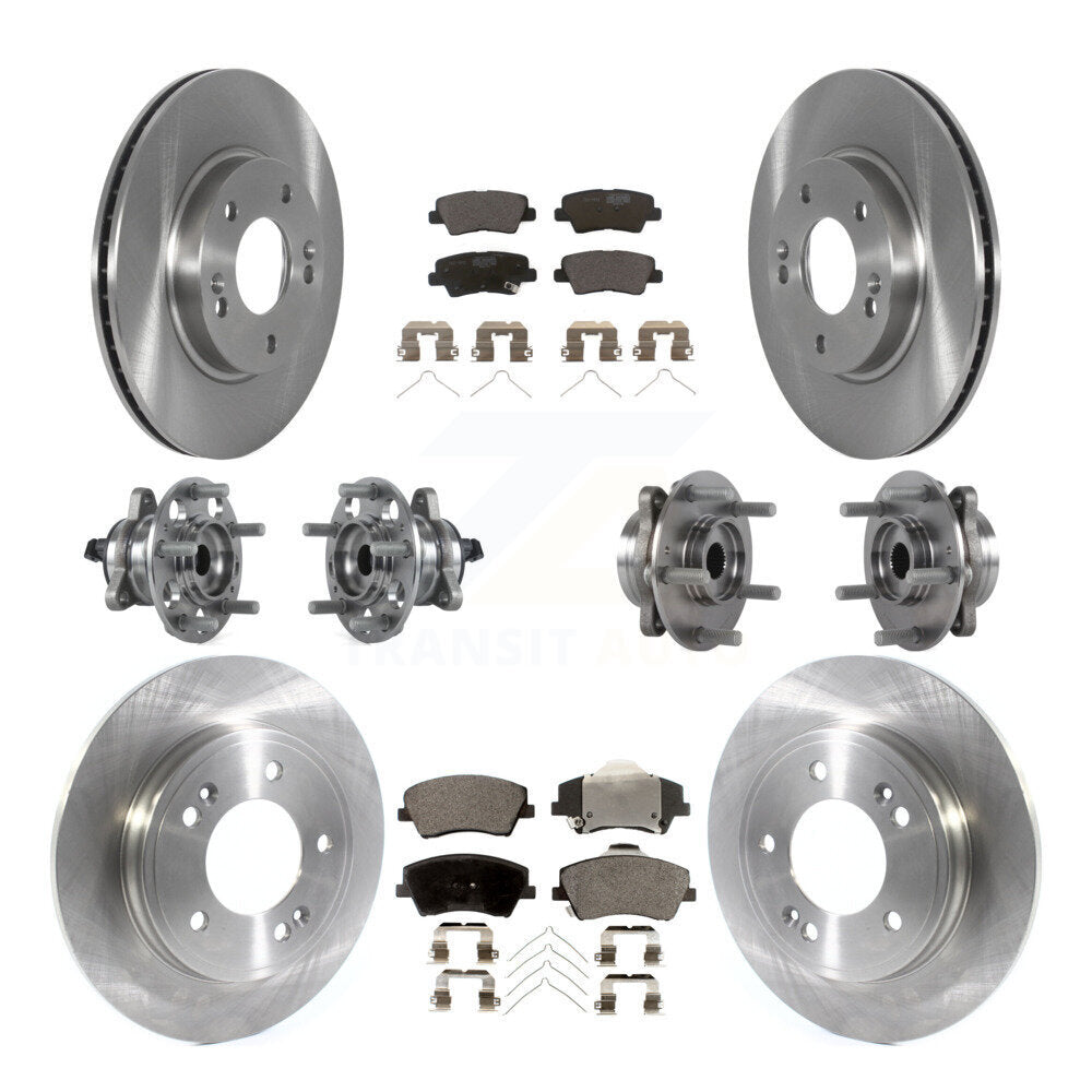 Hub Bearing Brake Rotor And Pad Front Rear Kit (10Pc) For Hyundai Ioniq Kia Niro
