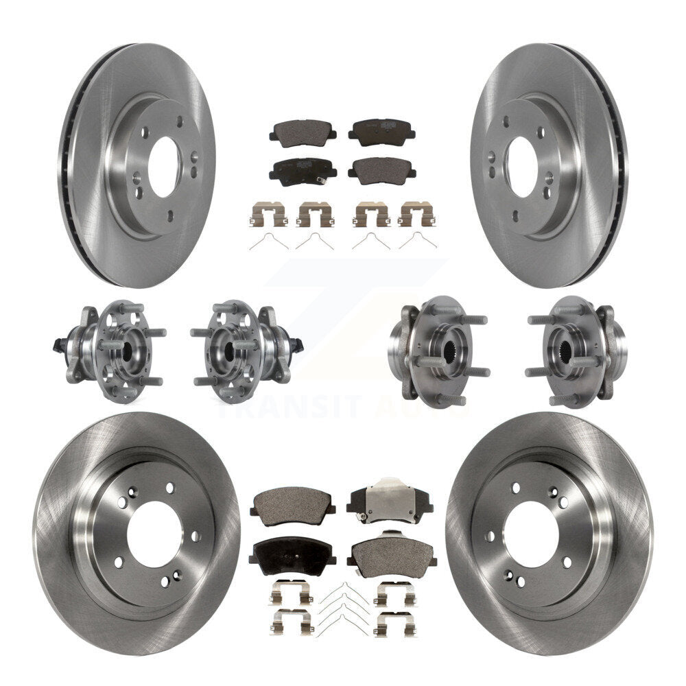 Hub Bearing Brake Rotor And Pad Front Rear Kit (10Pc) For Hyundai Ioniq Kia Niro