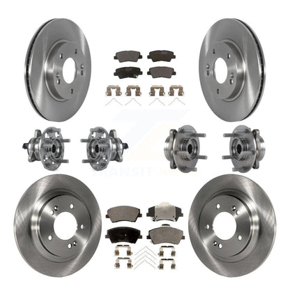 Hub Bearing Brake Rotor And Pad Front Rear Kit (10Pc) For Hyundai Ioniq Kia Niro