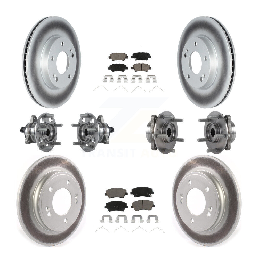 Hub Bearing Coated Brake Rotor & Pad Front Rear Kit (10Pc) For Hyundai Ioniq Kia