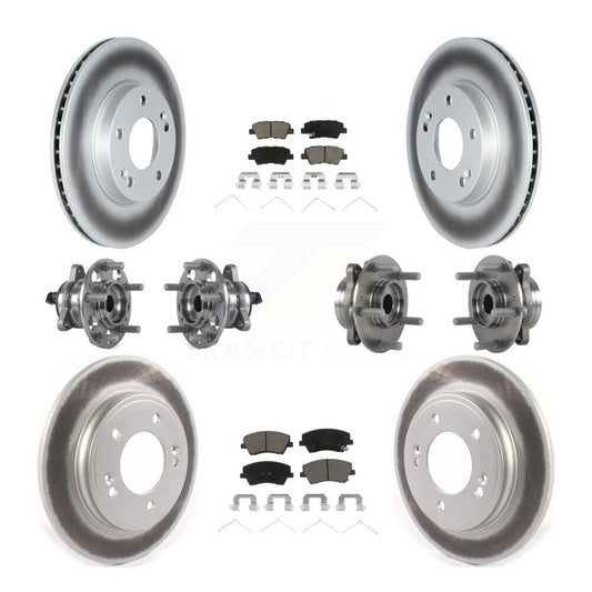 Hub Bearing Coated Brake Rotor & Pad Front Rear Kit (10Pc) For Hyundai Ioniq Kia