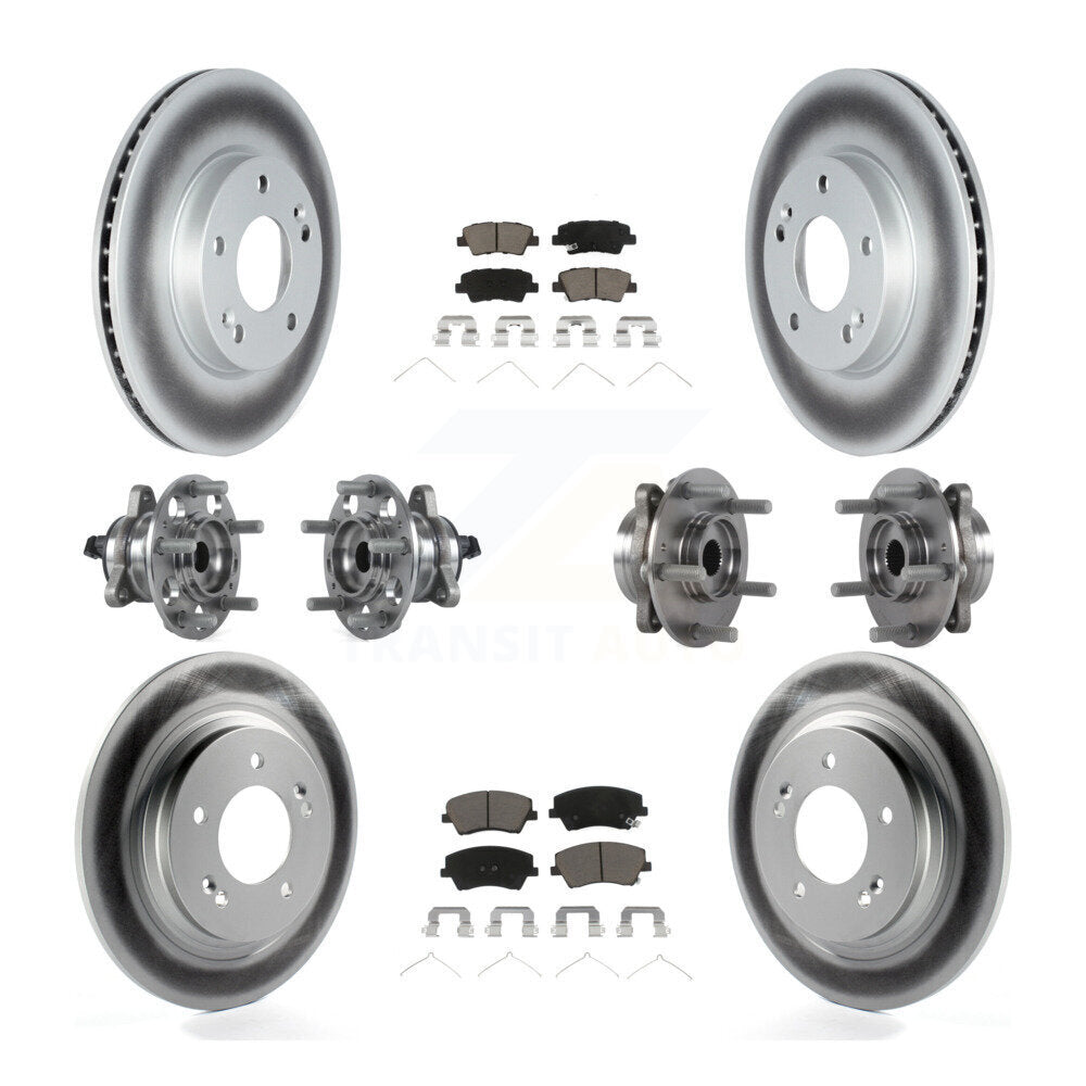 Hub Bearing Coated Brake Rotor & Pad Front Rear Kit (10Pc) For Hyundai Ioniq Kia