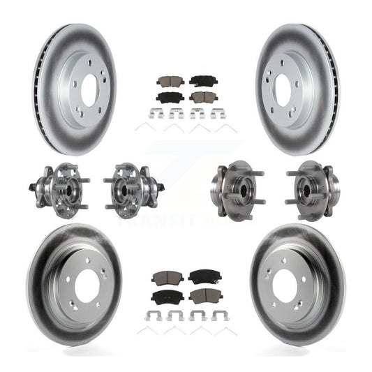 Hub Bearing Coated Brake Rotor & Pad Front Rear Kit (10Pc) For Hyundai Ioniq Kia