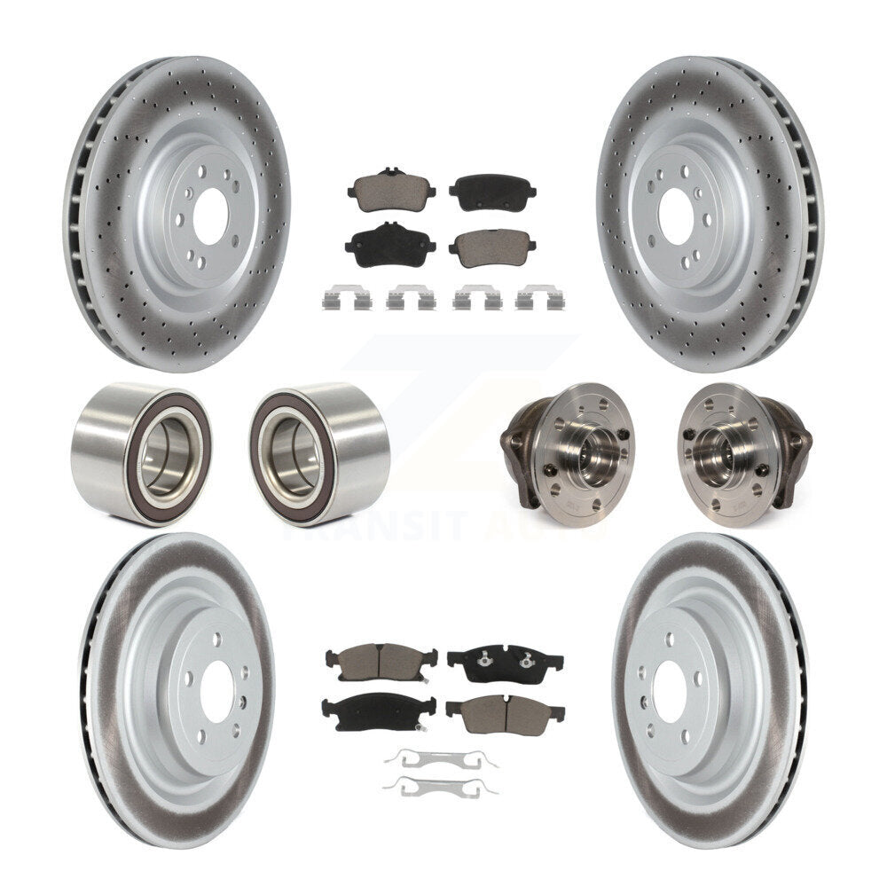 Hub Bearing Coated Brake Rotor Pads Shoe Front Rear Kit (10Pc) For Mercedes-Benz