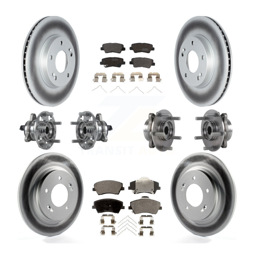 Hub Bearing Coated Brake Rotor & Pad Front Rear Kit (10Pc) For Hyundai Ioniq Kia