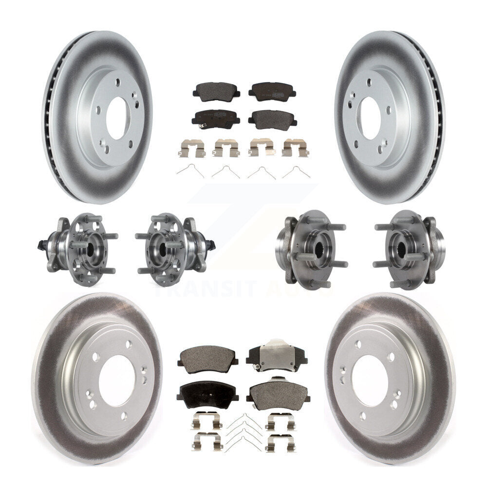 Hub Bearing Coated Brake Rotor & Pad Front Rear Kit (10Pc) For Hyundai Ioniq Kia