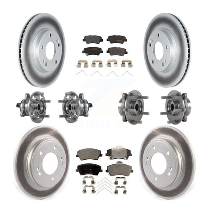 Hub Bearing Coated Brake Rotor & Pad Front Rear Kit (10Pc) For Hyundai Ioniq Kia