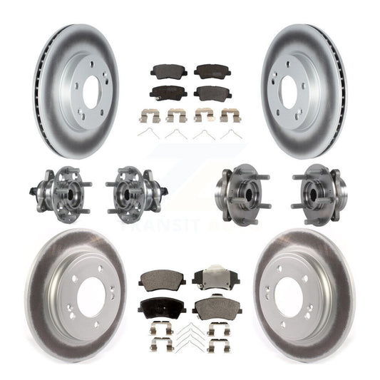 Hub Bearing Coated Brake Rotor & Pad Front Rear Kit (10Pc) For Hyundai Ioniq Kia