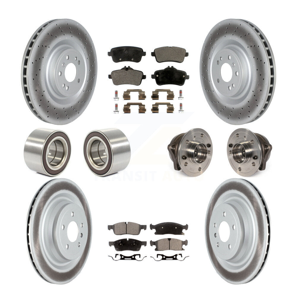 Hub Bearing Coated Brake Rotor Pads Shoe Front Rear Kit (10Pc) For Mercedes-Benz