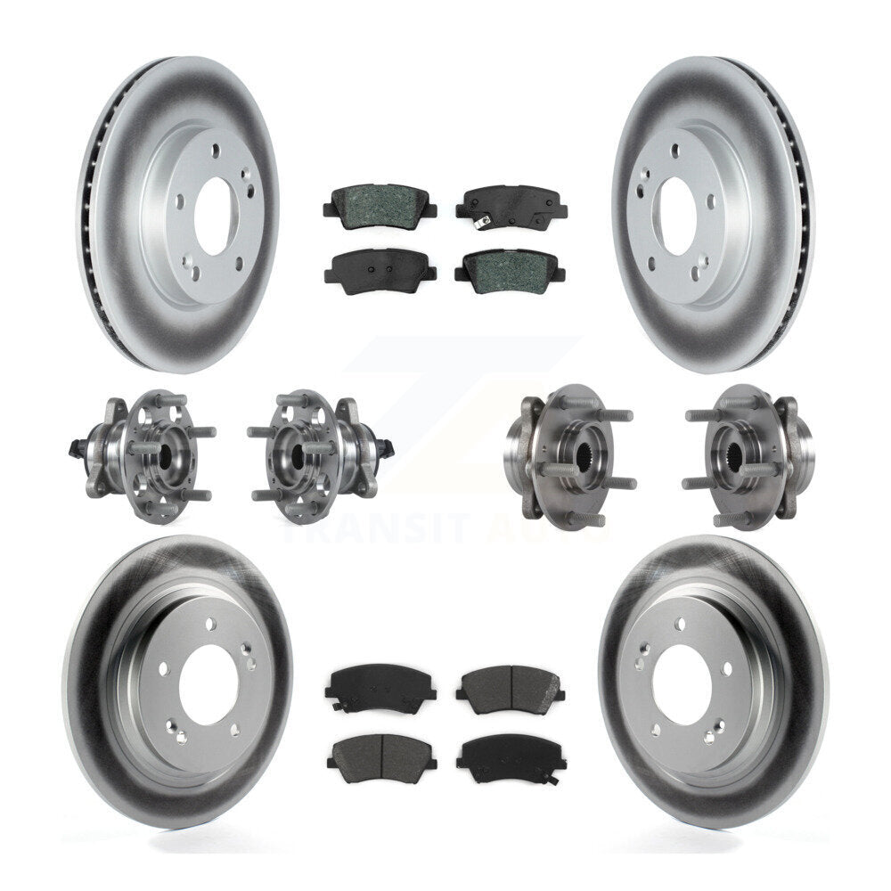 Hub Bearing Coated Brake Rotor & Pad Front Rear Kit (10Pc) For Hyundai Ioniq Kia