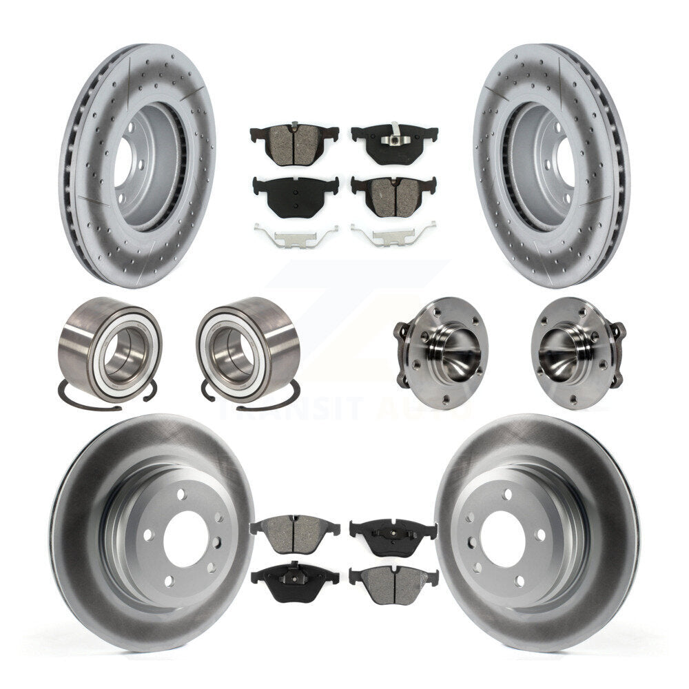 Hub Bearing Coated Disc Brake Rotor Pads Shoe Front Rear Kit (10Pc) For BMW 335i
