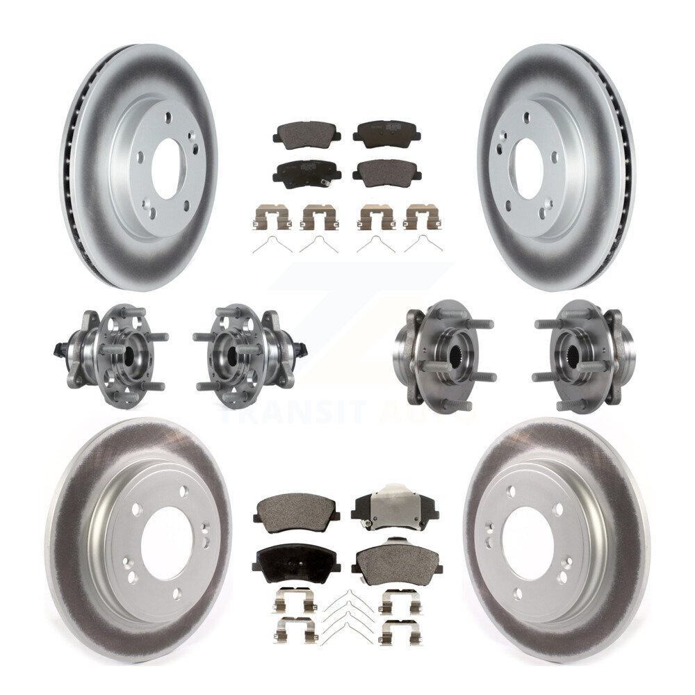Hub Bearing Coated Brake Rotor & Pad Front Rear Kit (10Pc) For Hyundai Ioniq Kia