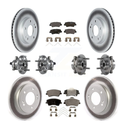 Hub Bearing Coated Brake Rotor & Pad Front Rear Kit (10Pc) For Hyundai Ioniq Kia