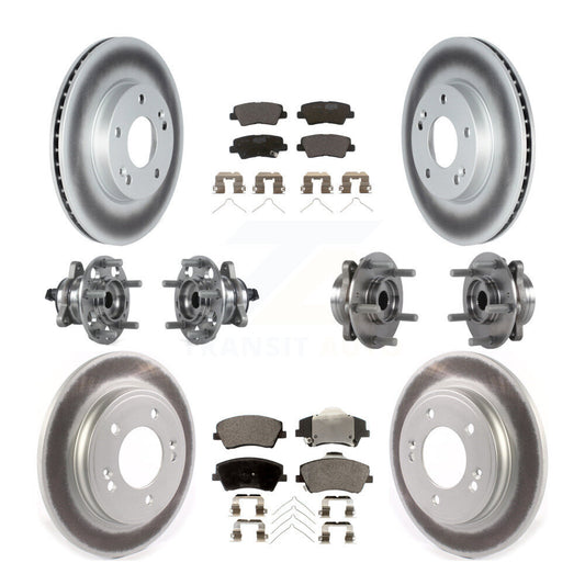 Hub Bearing Coated Brake Rotor & Pad Front Rear Kit (10Pc) For Hyundai Ioniq Kia
