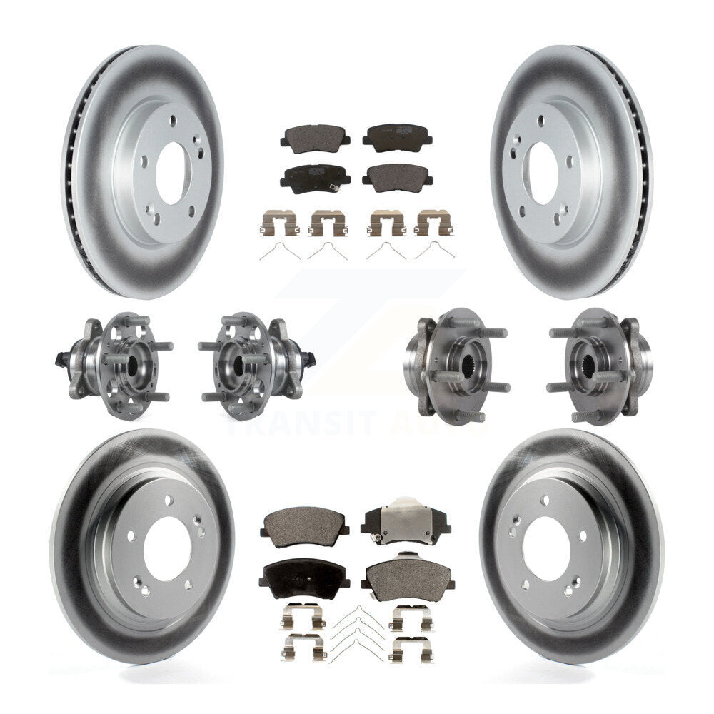 Hub Bearing Coated Brake Rotor & Pad Front Rear Kit (10Pc) For Hyundai Ioniq Kia