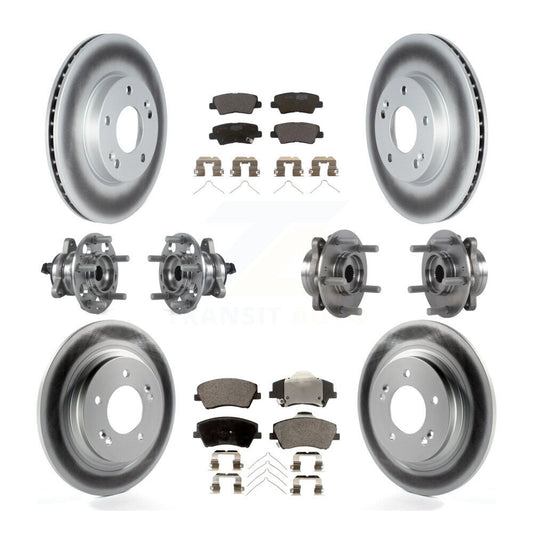 Hub Bearing Coated Brake Rotor & Pad Front Rear Kit (10Pc) For Hyundai Ioniq Kia