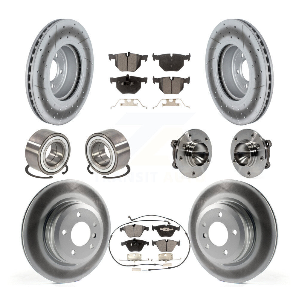 Hub Bearing Coated Disc Brake Rotor Pads Shoe Front Rear Kit (10Pc) For BMW 335i
