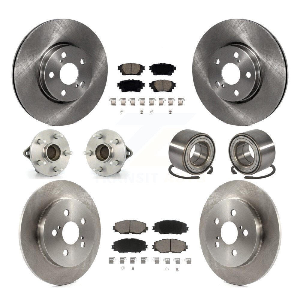 Hub Bearings Disc Brake Rotors And Pads Front Rear Kit (10Pc) For Toyota Corolla