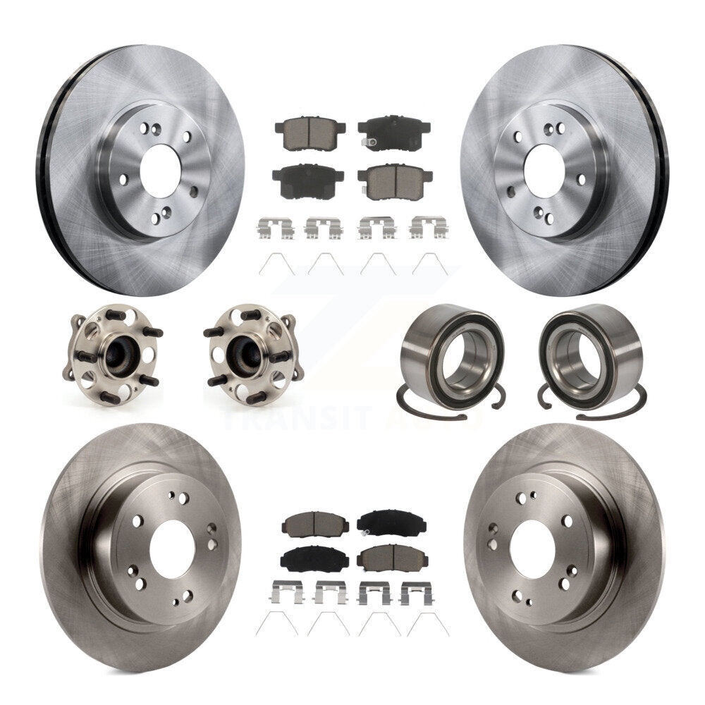 Hub Bearing Brake Rotor And Pad Front Rear Kit (10Pc) For Honda Accord Acura TSX