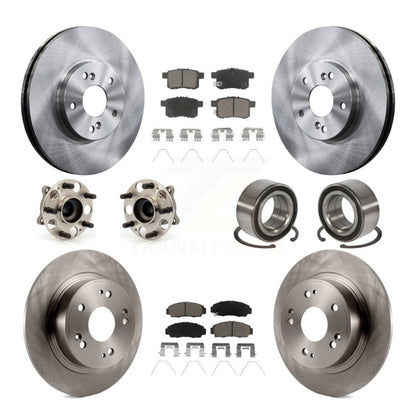 Hub Bearing Brake Rotor And Pad Front Rear Kit (10Pc) For Honda Accord Acura TSX