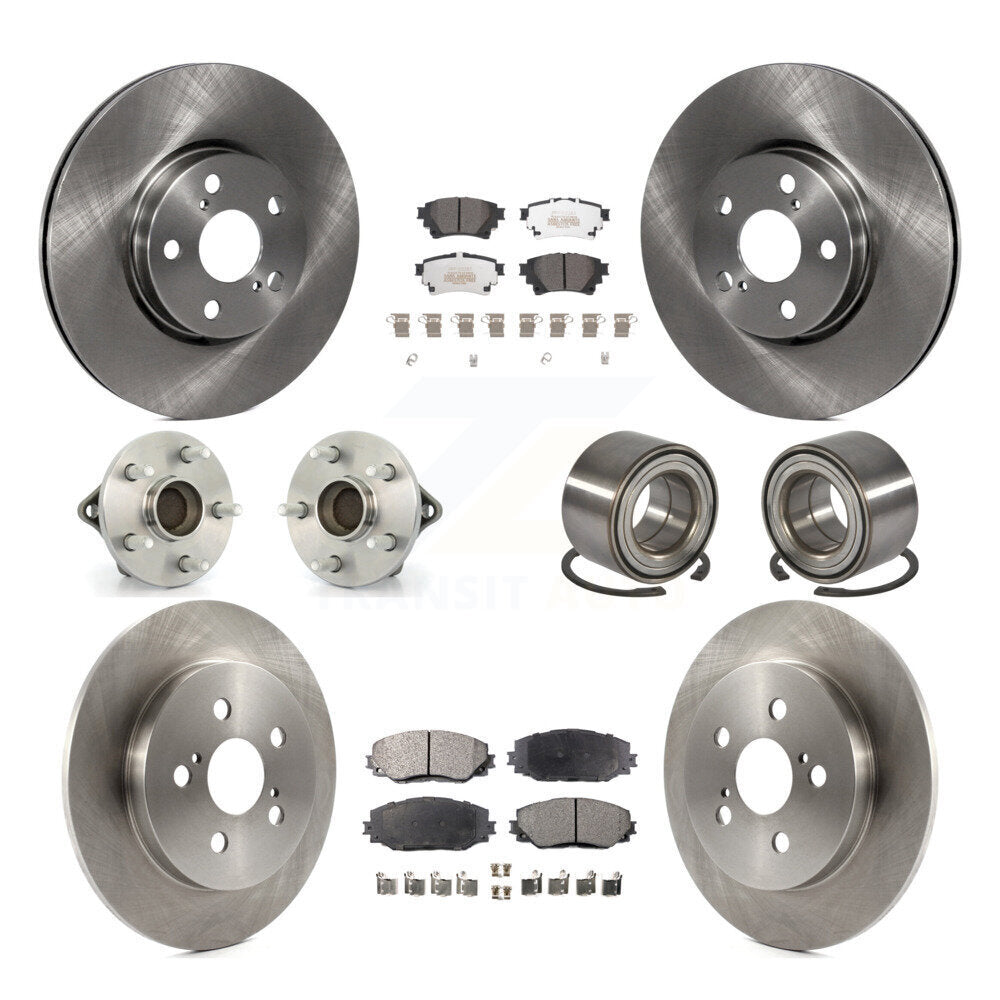 Hub Bearings Disc Brake Rotors And Pads Front Rear Kit (10Pc) For Toyota Corolla