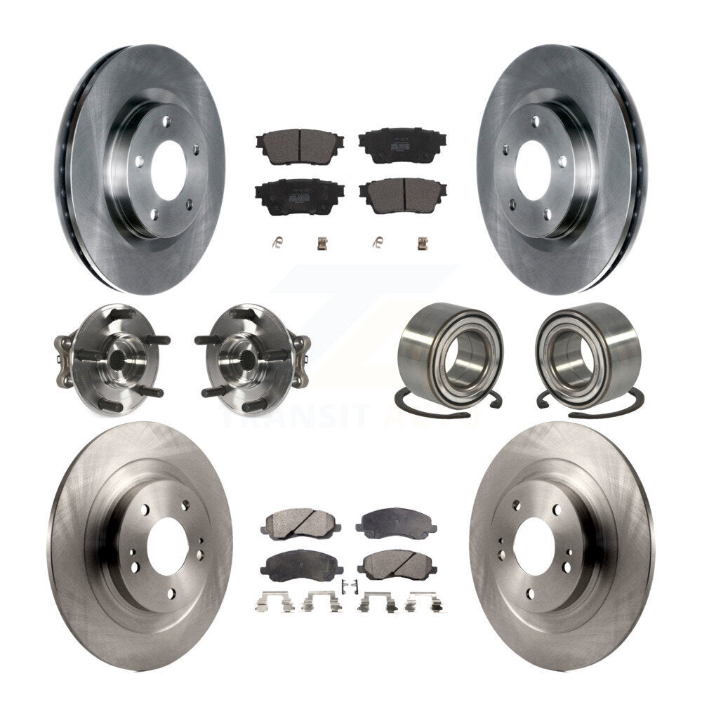 Hub Bearing Brake Rotor & Pad Front Rear Kit (10Pc) For Mitsubishi Outlander AWD