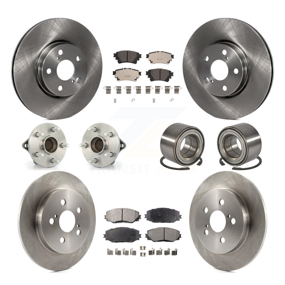 Hub Bearings Disc Brake Rotors And Pads Front Rear Kit (10Pc) For Toyota Corolla
