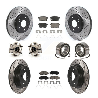 Hub Bearing Coated Brake Rotor Pads Front Rear Kit (10Pc) For Honda Accord Acura