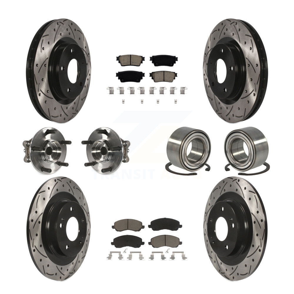 Hub Bearing Coat Brake Rotor Pads Front Rear Kit (10Pc) For Mitsubishi Outlander