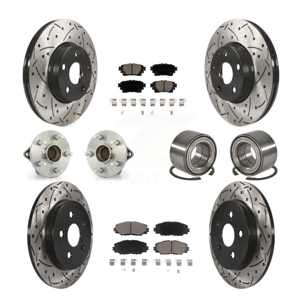 Hub Bearing Coated Disc Brake Rotor Pad Front Rear Kit (10Pc) For Toyota Corolla