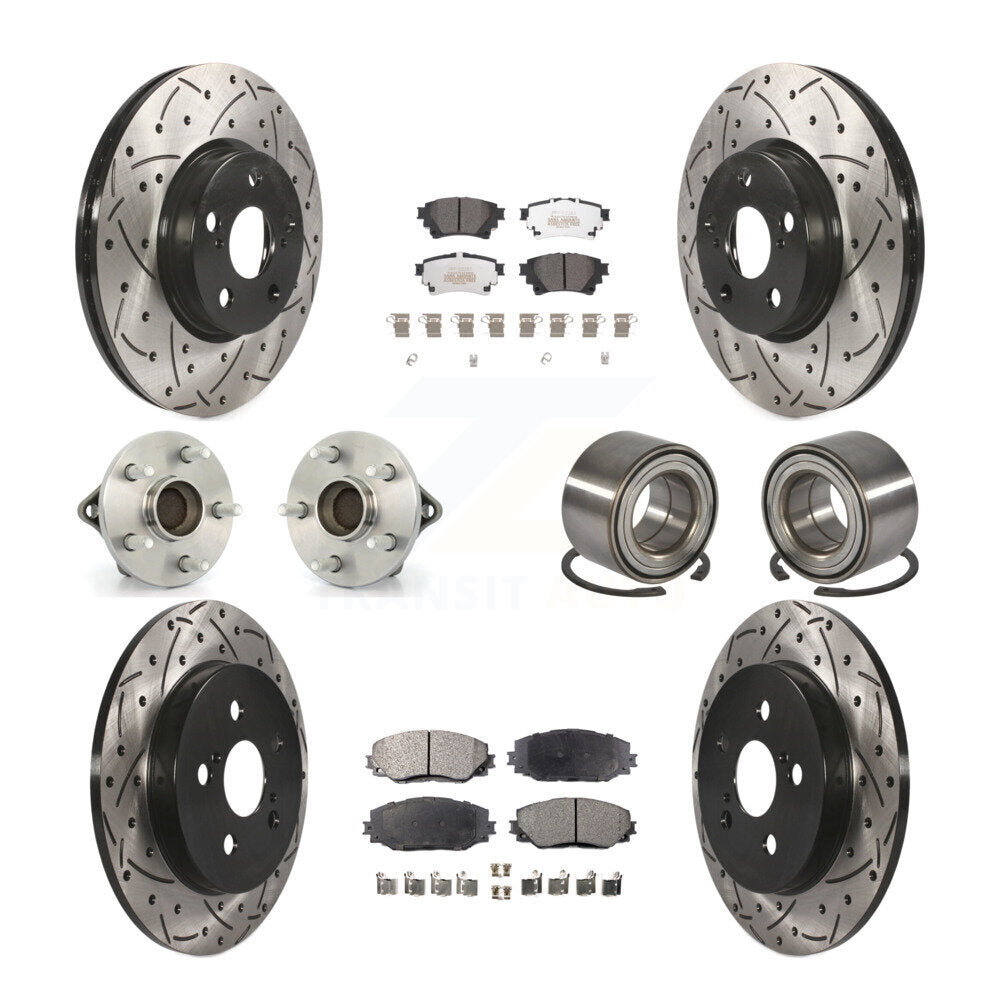 Hub Bearing Coated Disc Brake Rotor Pad Front Rear Kit (10Pc) For Toyota Corolla