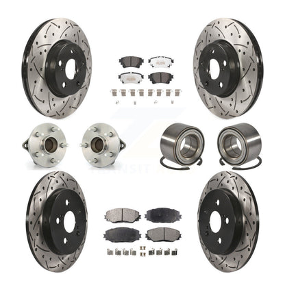 Hub Bearing Coated Disc Brake Rotor Pad Front Rear Kit (10Pc) For Toyota Corolla