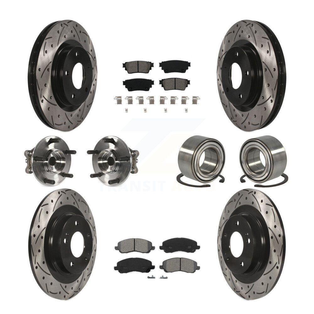 Hub Bearing Coat Brake Rotor Pads Front Rear Kit (10Pc) For Mitsubishi Outlander