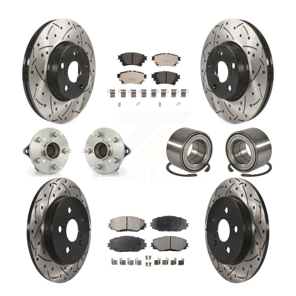 Hub Bearing Coated Disc Brake Rotor Pad Front Rear Kit (10Pc) For Toyota Corolla