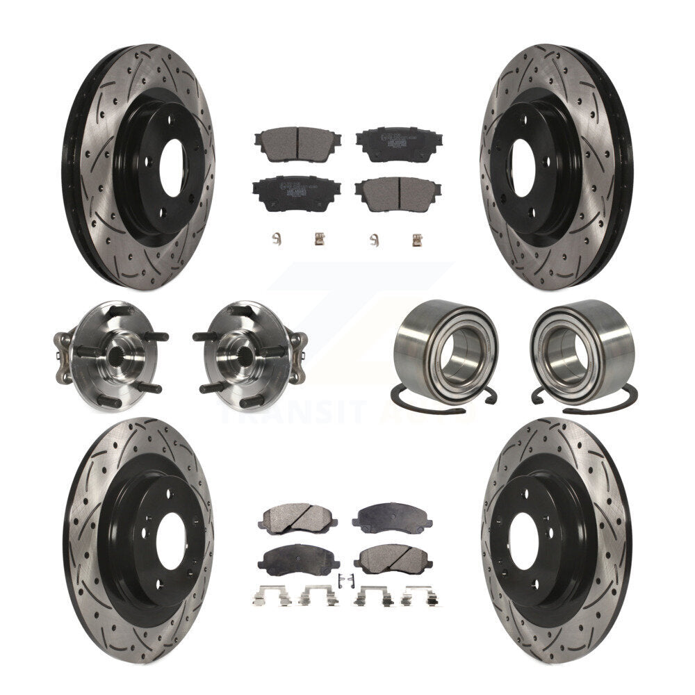 Hub Bearing Coat Brake Rotor Pads Front Rear Kit (10Pc) For Mitsubishi Outlander