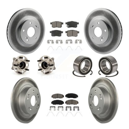 Hub Bearing Coated Brake Rotor Pads Front Rear Kit (10Pc) For Honda Accord Acura