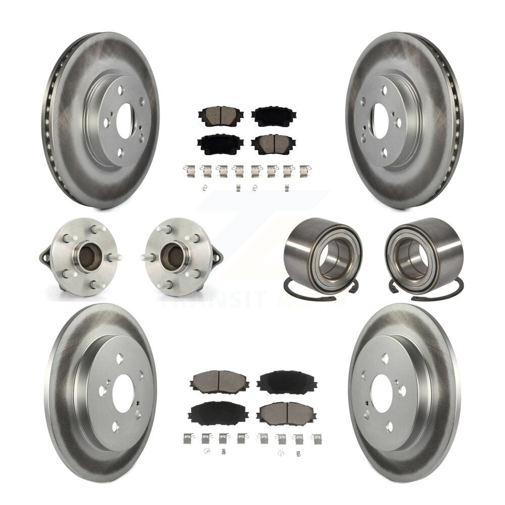 Hub Bearing Coated Disc Brake Rotor Pad Front Rear Kit (10Pc) For Toyota Corolla