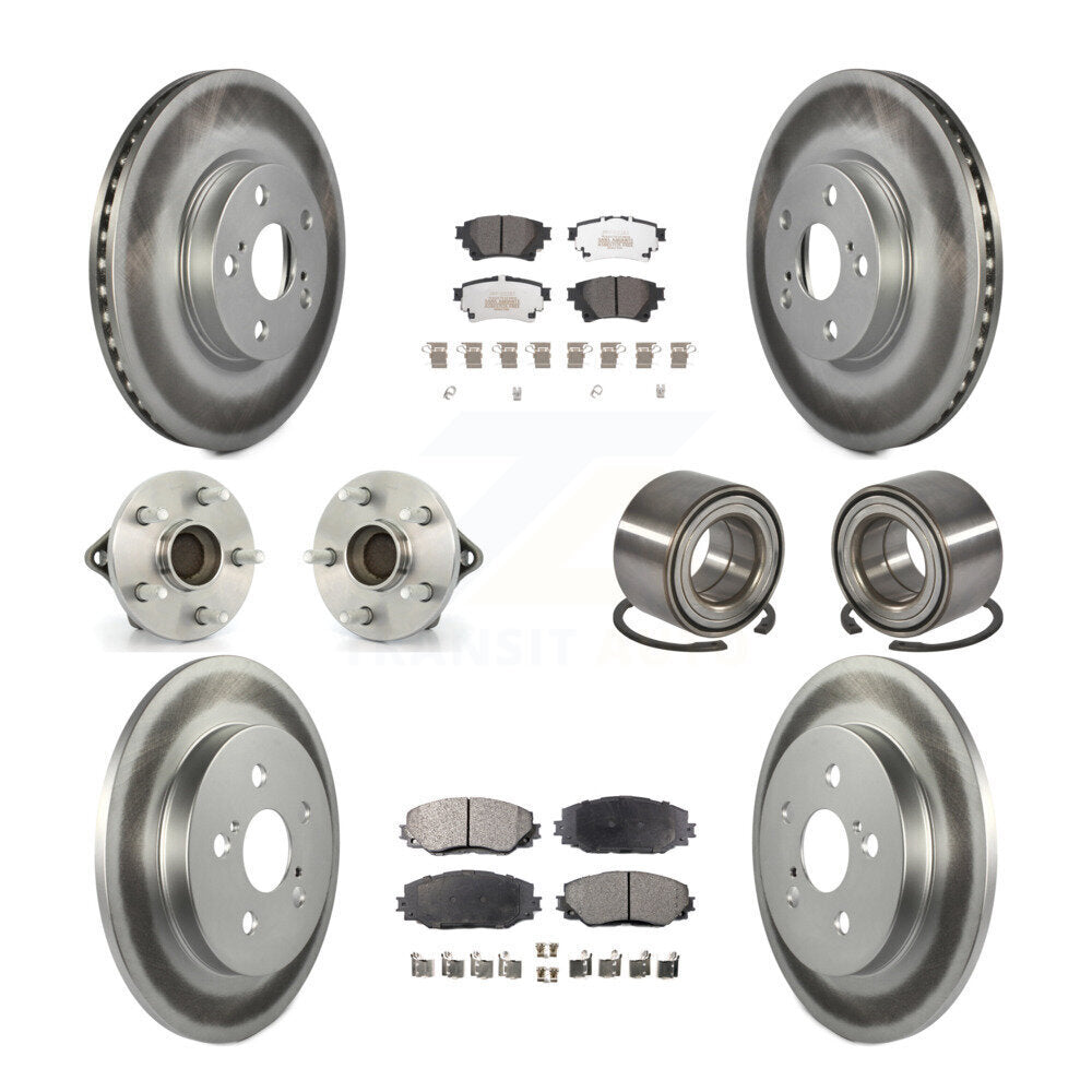 Hub Bearing Coated Disc Brake Rotor Pad Front Rear Kit (10Pc) For Toyota Corolla