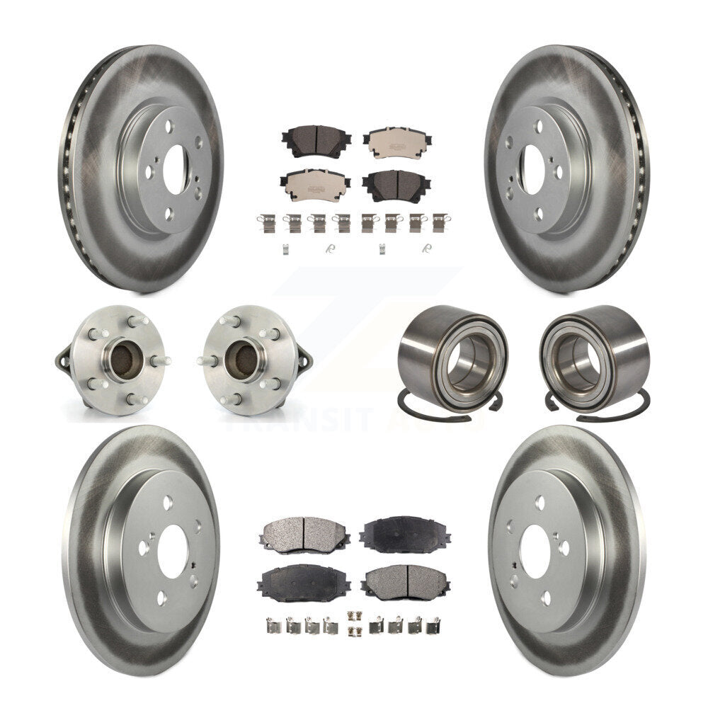 Hub Bearing Coated Disc Brake Rotor Pad Front Rear Kit (10Pc) For Toyota Corolla